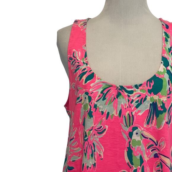 Lilly Pulitzer Monterey Tank Womens Medium Pink Dragonfruit Toucan Can Top - Picture 3 of 8
